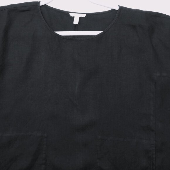 Eileen Fisher Organic Linen Top, Black, XS. Pockets, XLNT - Picture 3 of 7